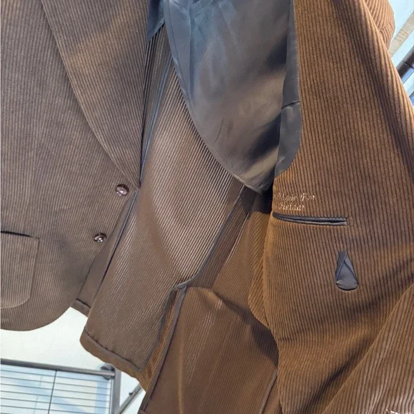 Brown Corduroy Custom Made Men's Suit w/ Pants - Picture 6 of 10